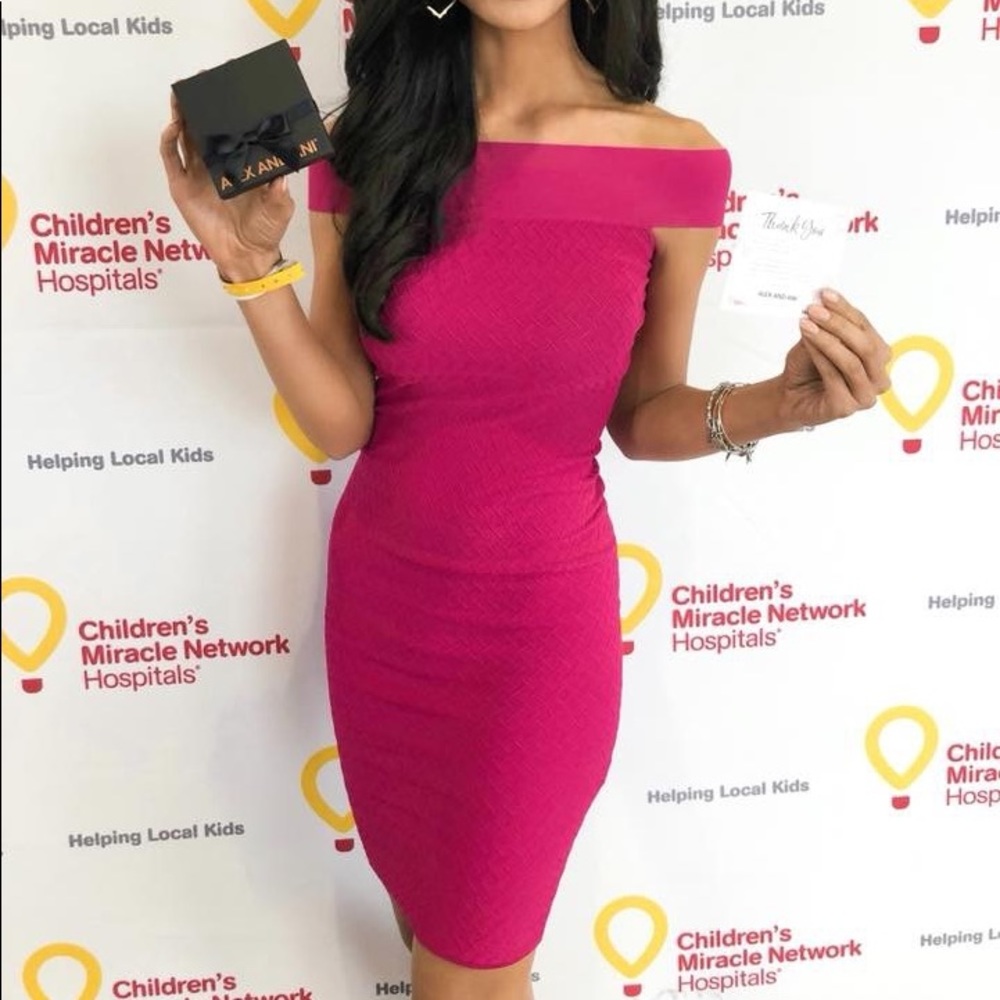 Pink Berry Off Shoulder Cocktail Dress